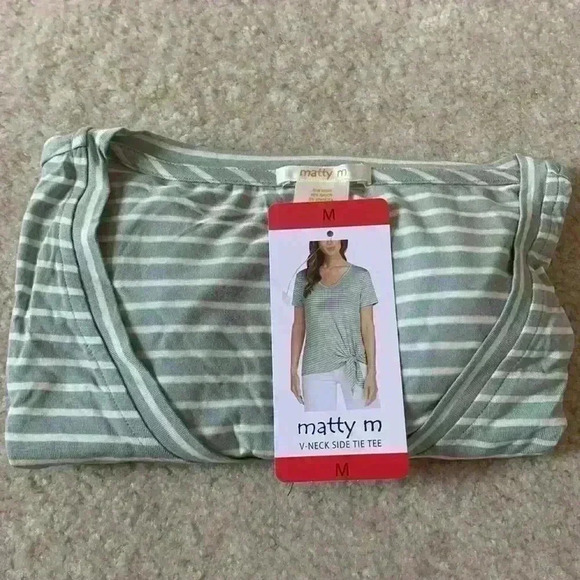 Matty M V-Neck Side Tie Tee - Picture 1 of 4